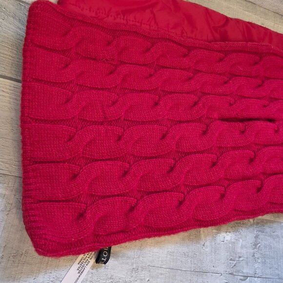 Talbots Red Cable Knit Scarf Quilted Reverse Side Lambswool Bld Winter Accessory - Picture 3 of 7